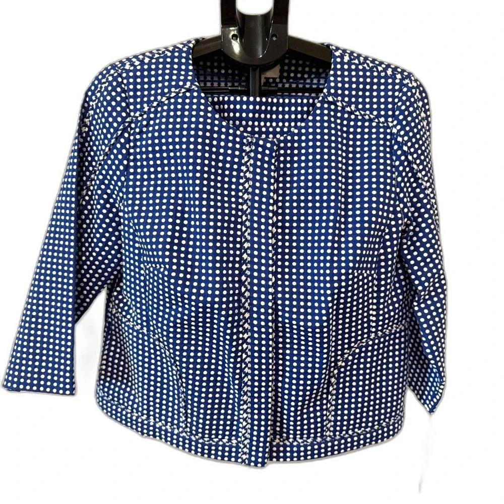 Laundry by Shelli‎ Segal Skirt Suit Womens 14 Blue Polka Dot 2-Piece Set NWT
